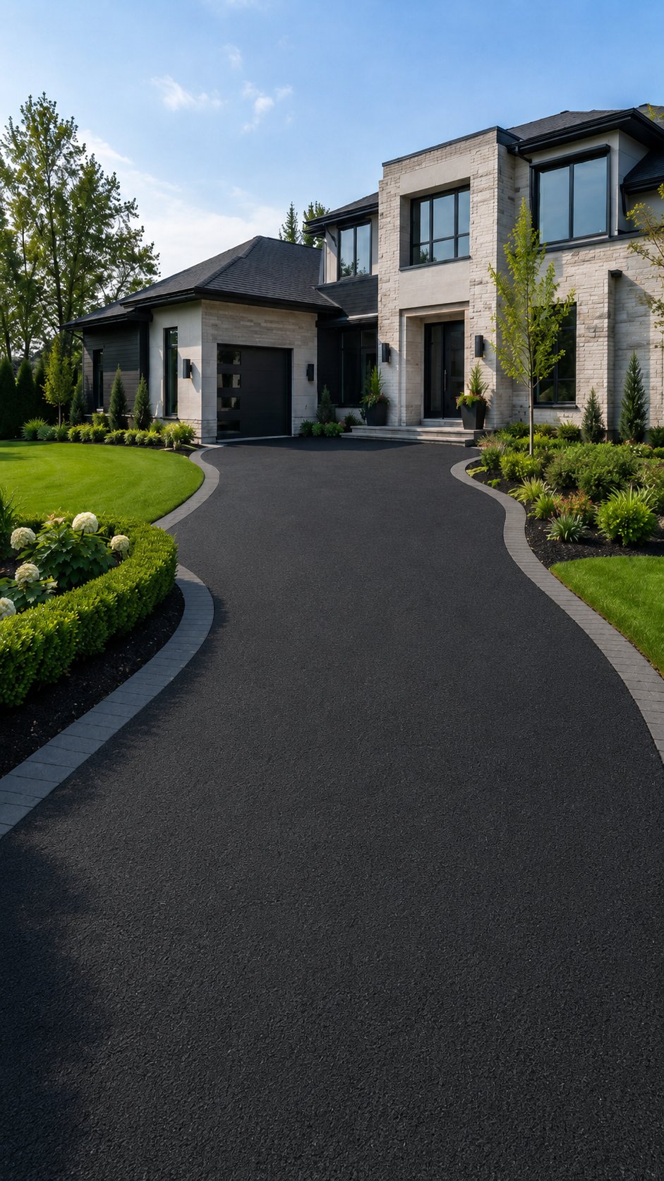 Fresh asphalt driveway